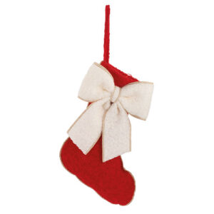 Calza Lana Rossa Con Fiocco Bianco 40 cm Calza Lana Rossa Con Fiocco Bianco 30 cm