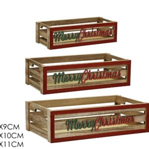 Set 3 Cassette Natalizie Merry Christmas In Legno