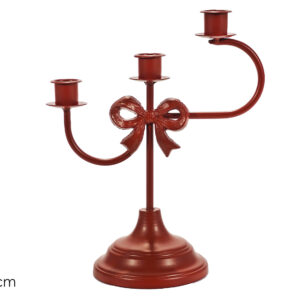 Portacandele Natalizio 3 Posti Rosso 26 cm