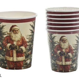 Set 6 Bicchieri Natalizi Cartoncino Babbo Natale 25 cl