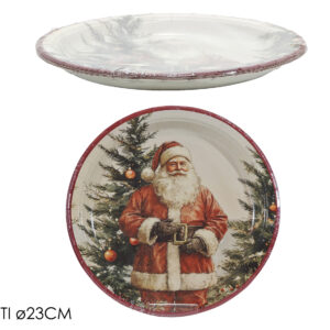 Set 6 Piatti Natalizi In Cartoncino Babbo Natale 23 cm