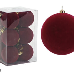 Set 12 Palline Natalizie in Velluto Borgogna 6 cm