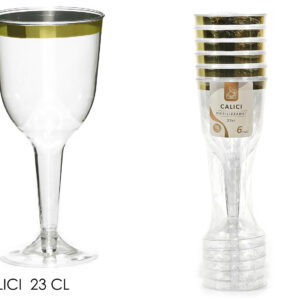Set 6 Calici Trasparenti Bordo Oro 23 cl