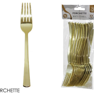 12 Forchette in Plastica Oro 19 cm