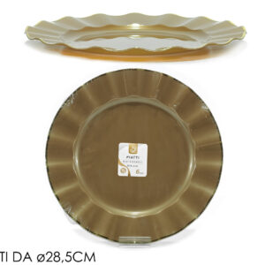 6 Piatti Beige Con Bordo Oro 28 cm