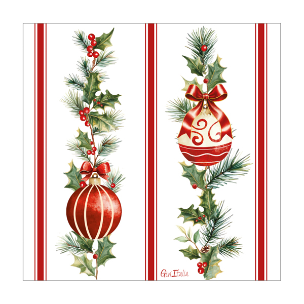 16 Tovaglioli Stripes And Christmas 33 x 33 cm