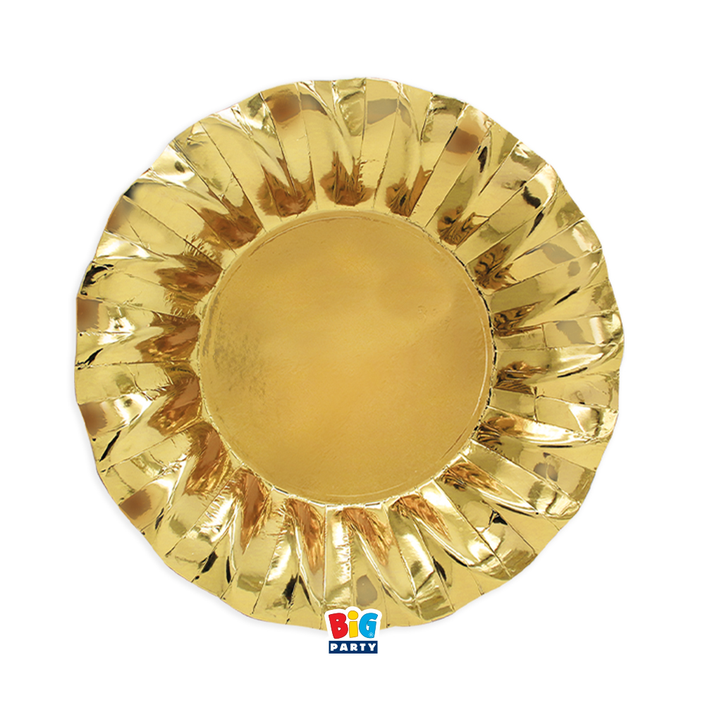 6 Piatti Fondi Wavy Oro Metal 24 cm